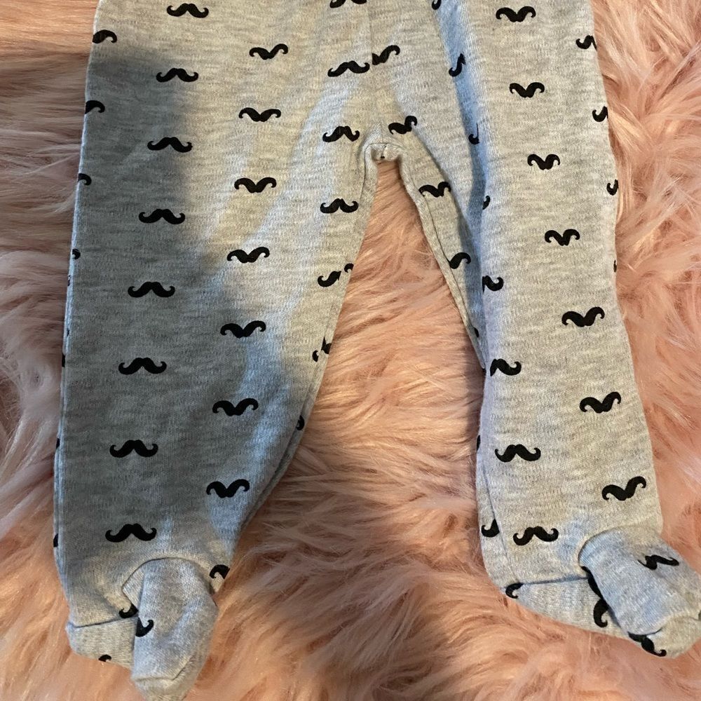 Bundle (2) 3-6M Baby Boy Mustache Onesie and Footie Pants - Picture 7 of 9